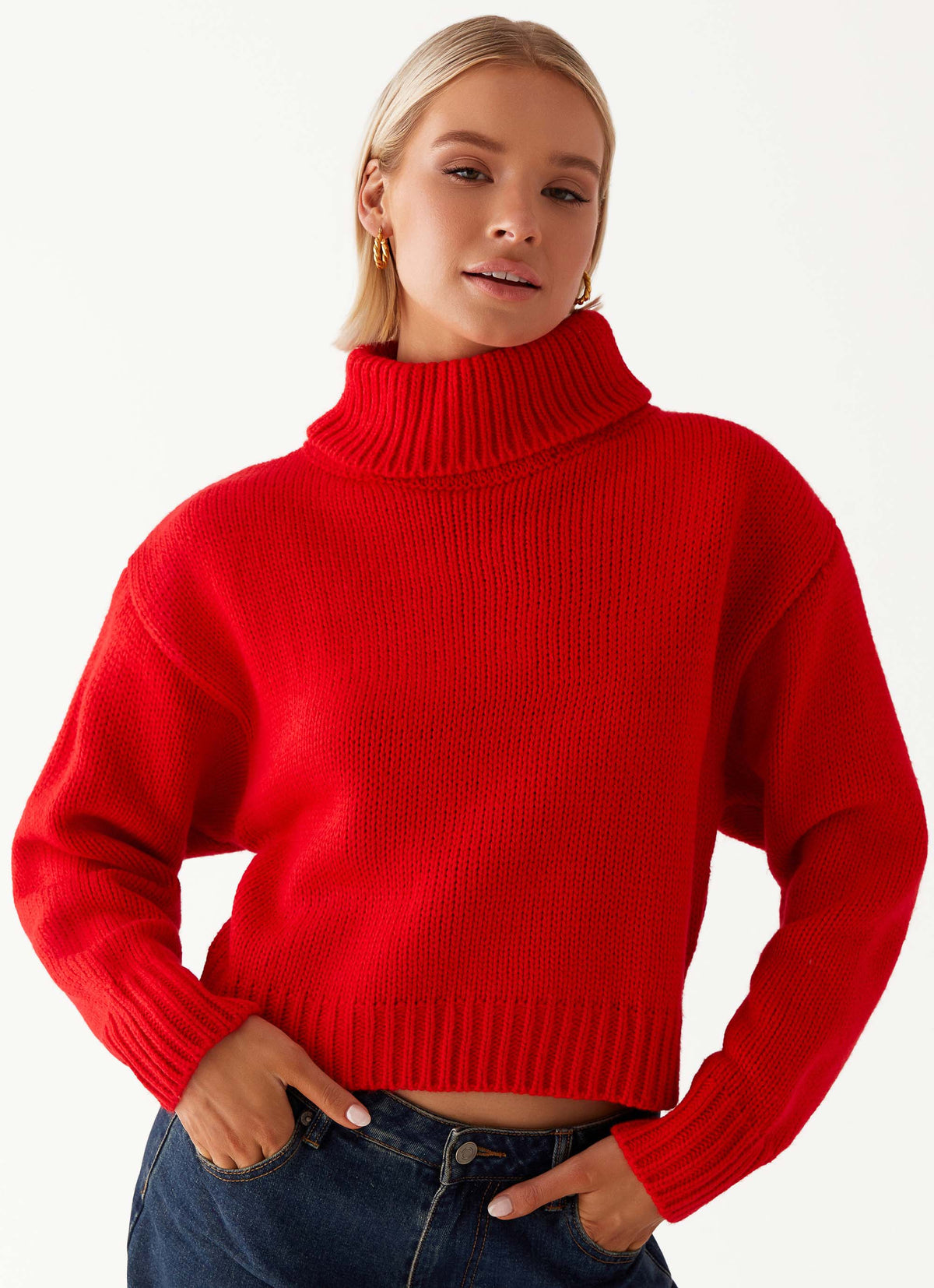 Paint The Town Red Oversized Knit Jumper - Red