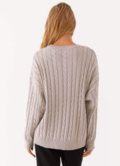 Elani Cable Knit Oversized Sweater - Chalk