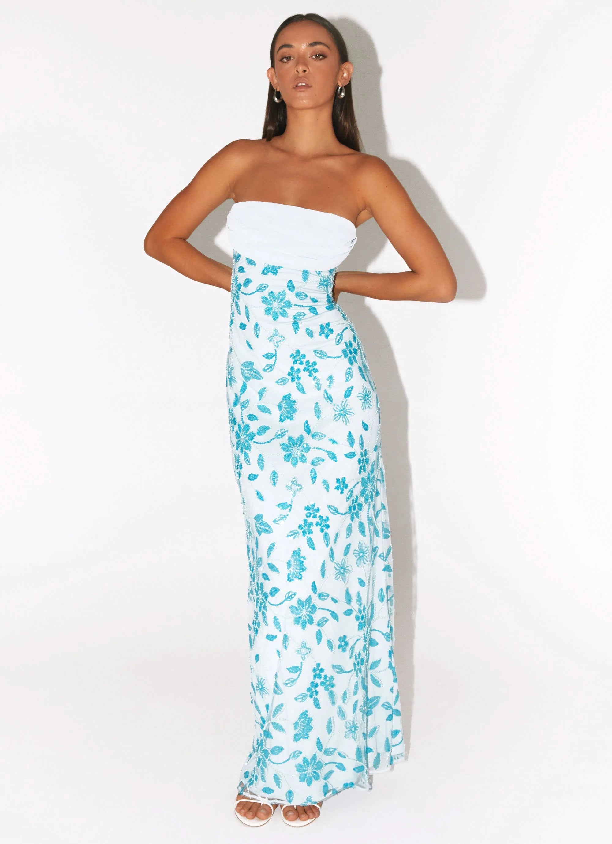 Prism Beaded Maxi Dress - Blue