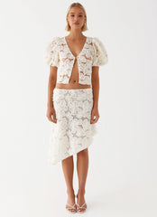 Orchid Breeze Midi Skirt - Ivory