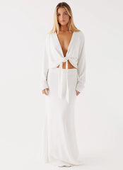 Parker Linen Maxi Skirt - White