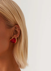 Scarlet Heart Earrings - Red