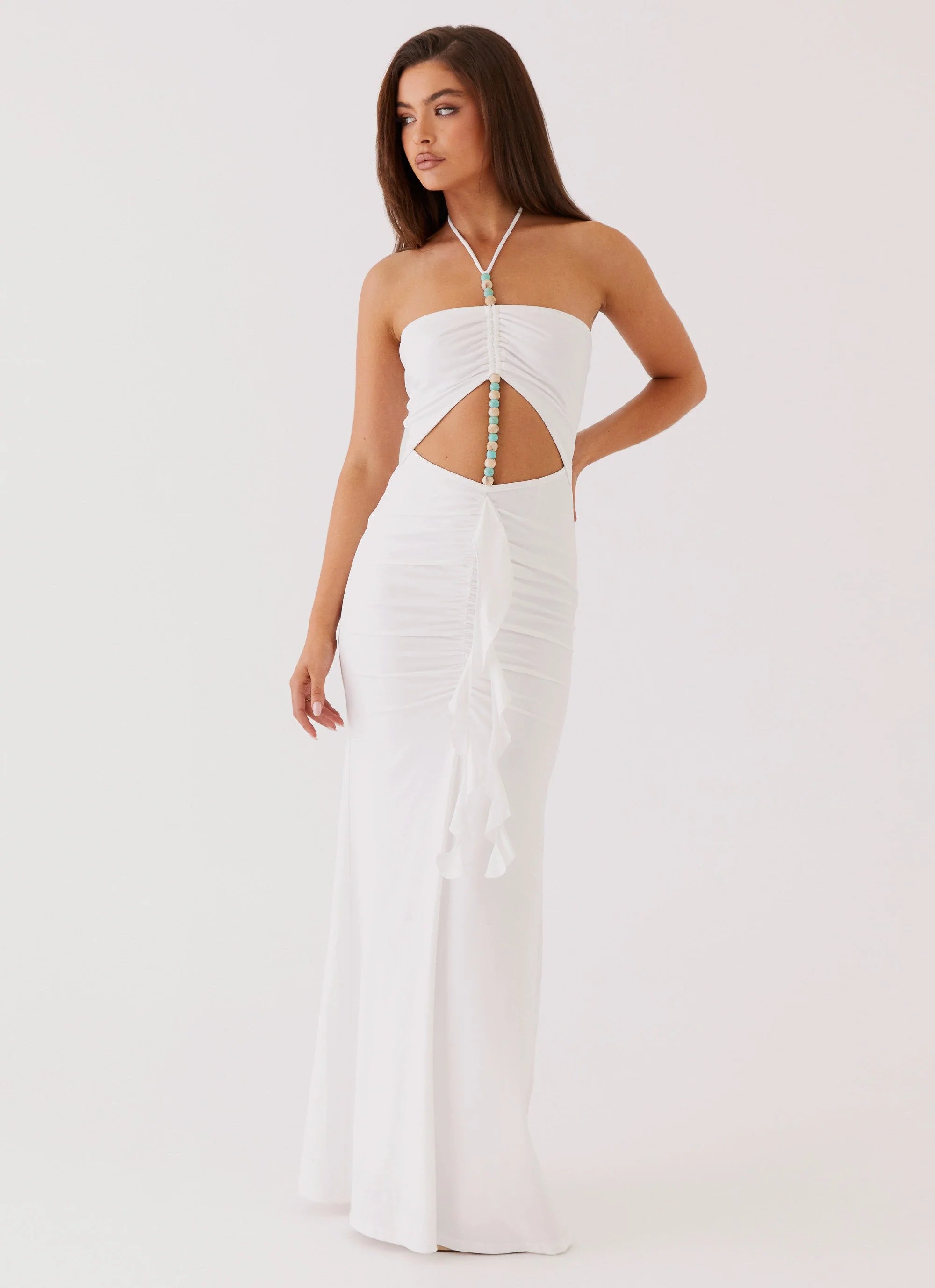 Serina Ruffle Maxi Dress - White