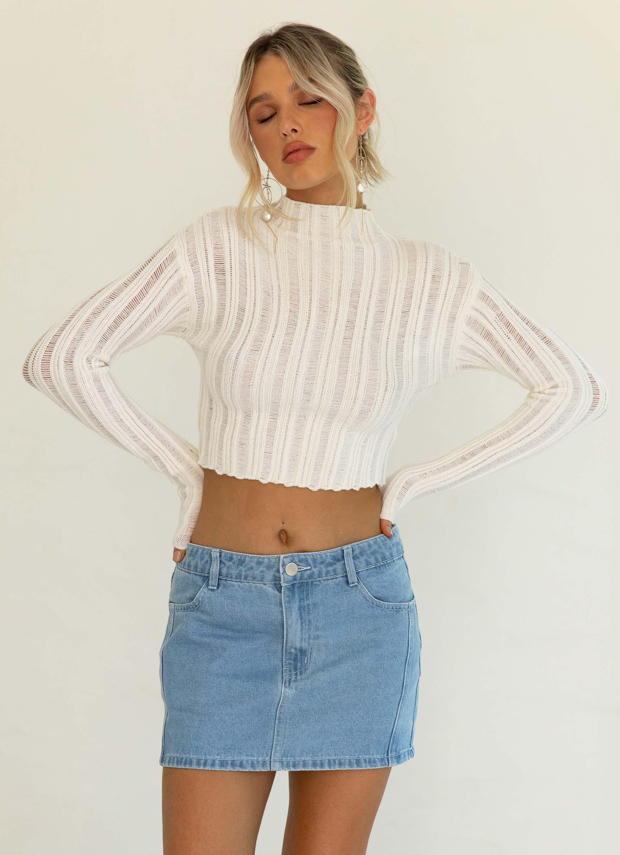 Larissa Ladder Knit Top - Ivory