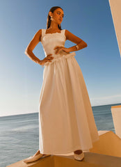 Deana Shirred Maxi Dress - White