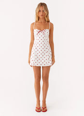 Perla Mini Dress - White Polkadot