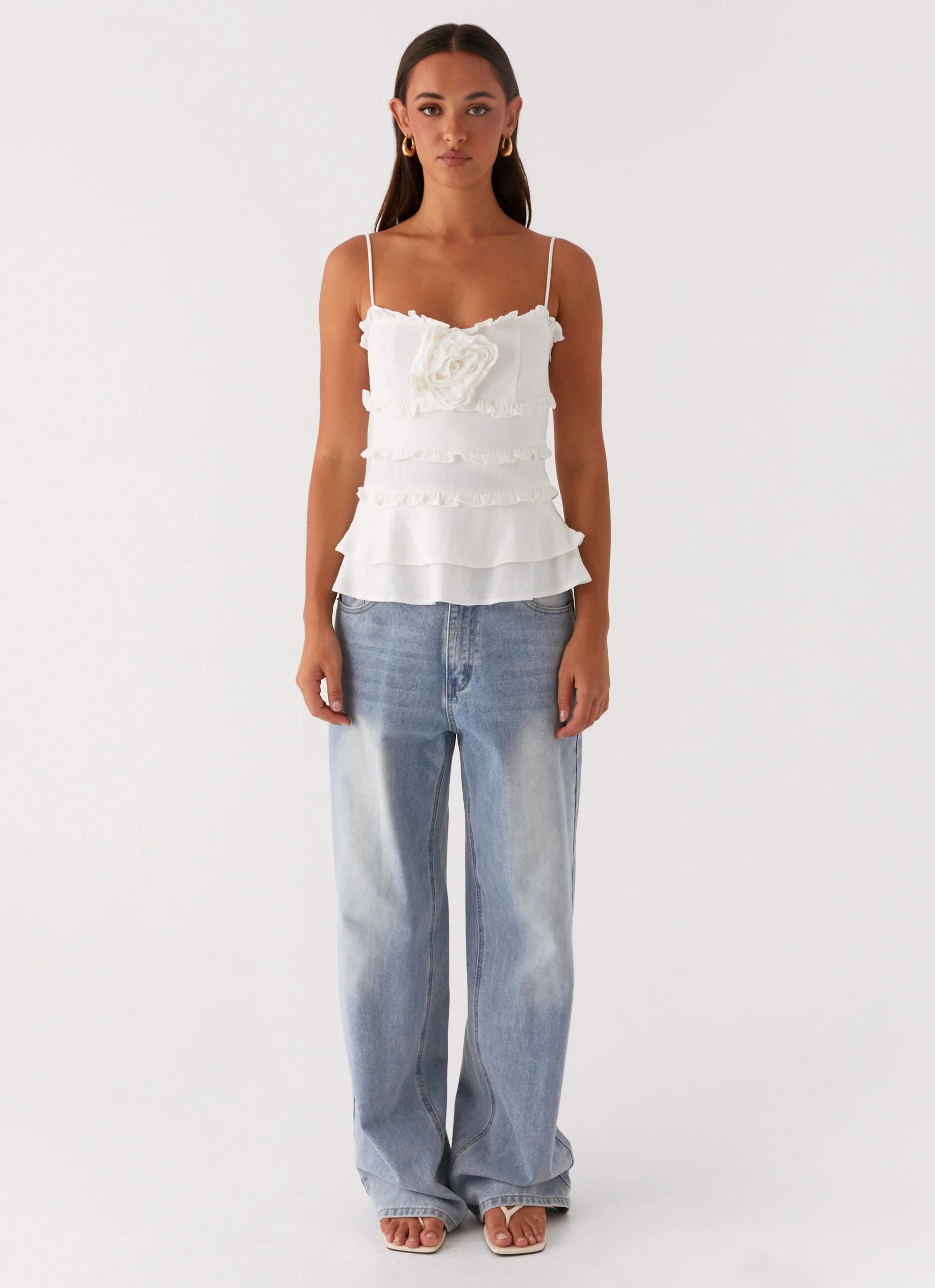 Wilde Linen Rose Top - White