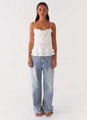 Wilde Linen Rose Top - White