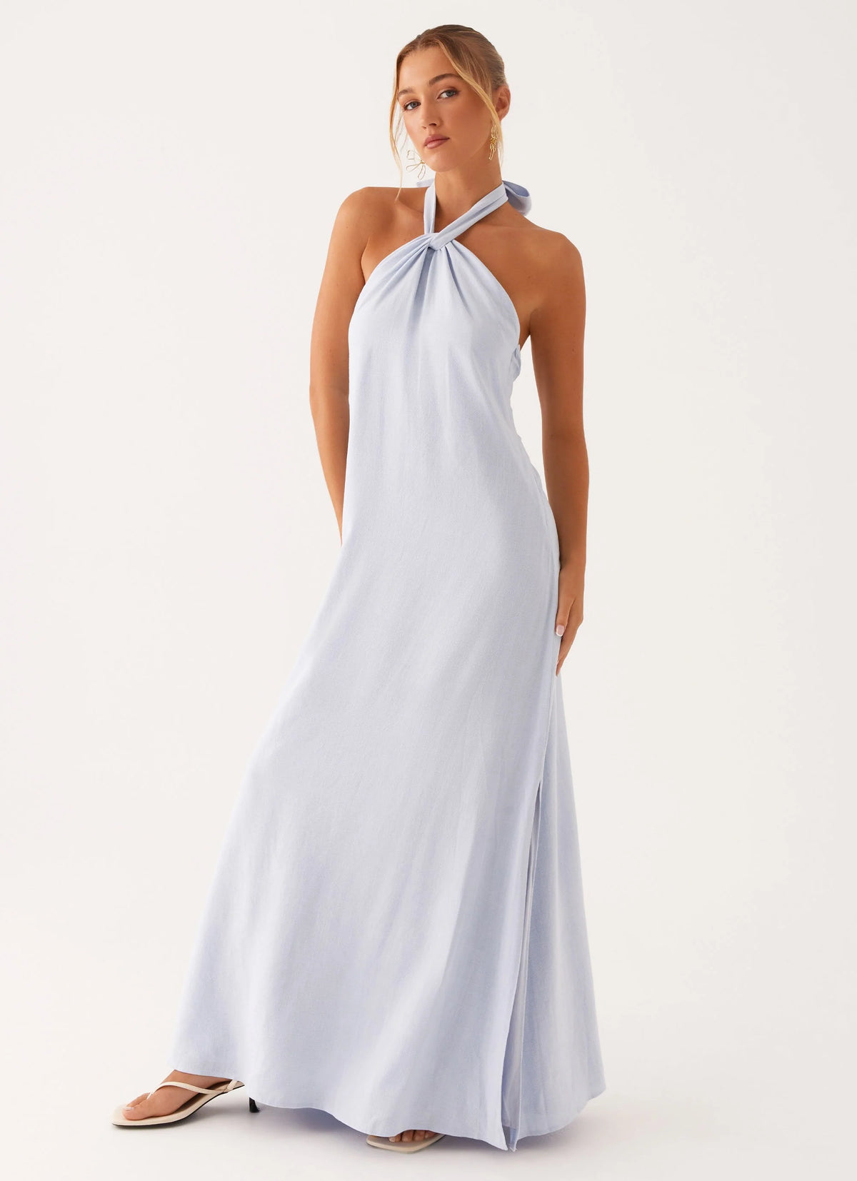 Golden Child Linen Maxi Dress - Blue