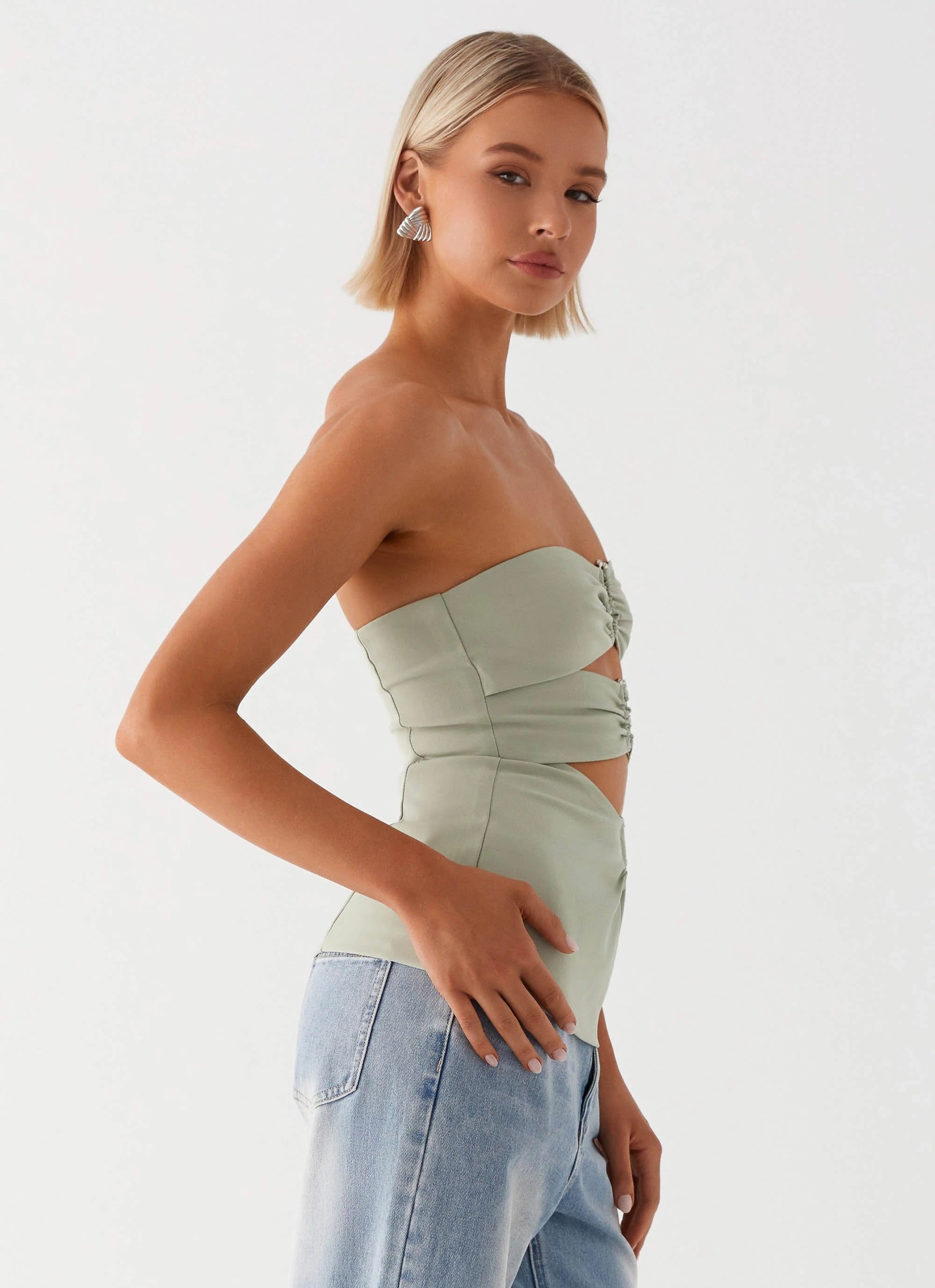 Micha Strapless Top - Khaki