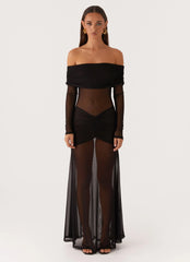 Maren Off Shoulder Maxi Dress - Black