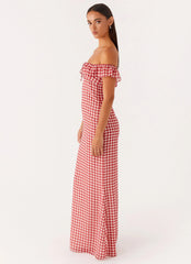 Scarlet Cherry Maxi Dress - Red Gingham