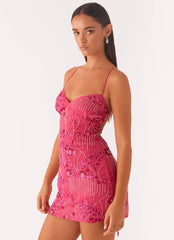 Vietta Sequin Cami Mini Dress - Fuchsia