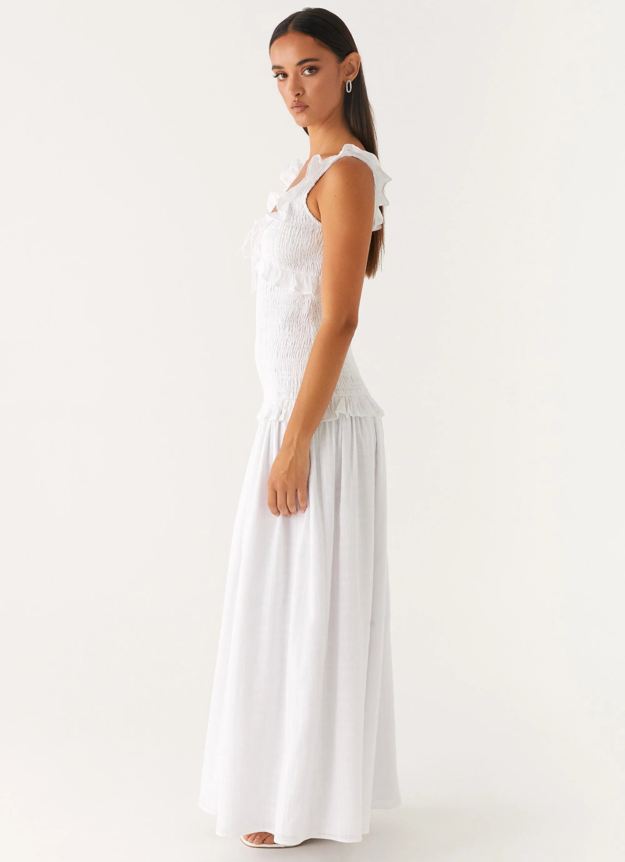 Westlyn Shirred Maxi Dress - White