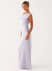 Heart Of Glass Satin Maxi Dress - Lilac