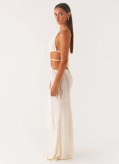 In Motion Cut Out Crochet Maxi Dress - White