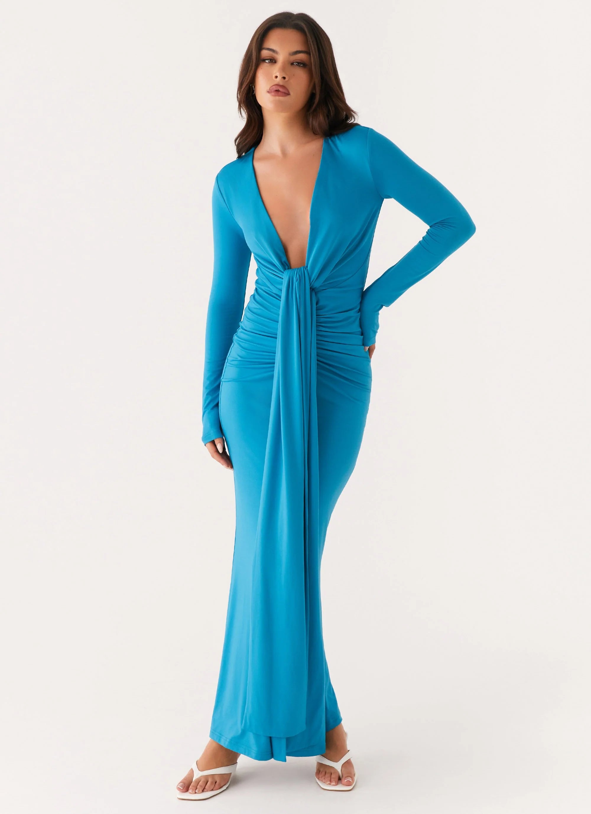 Miesha Long Sleeve Maxi Dress - Blue