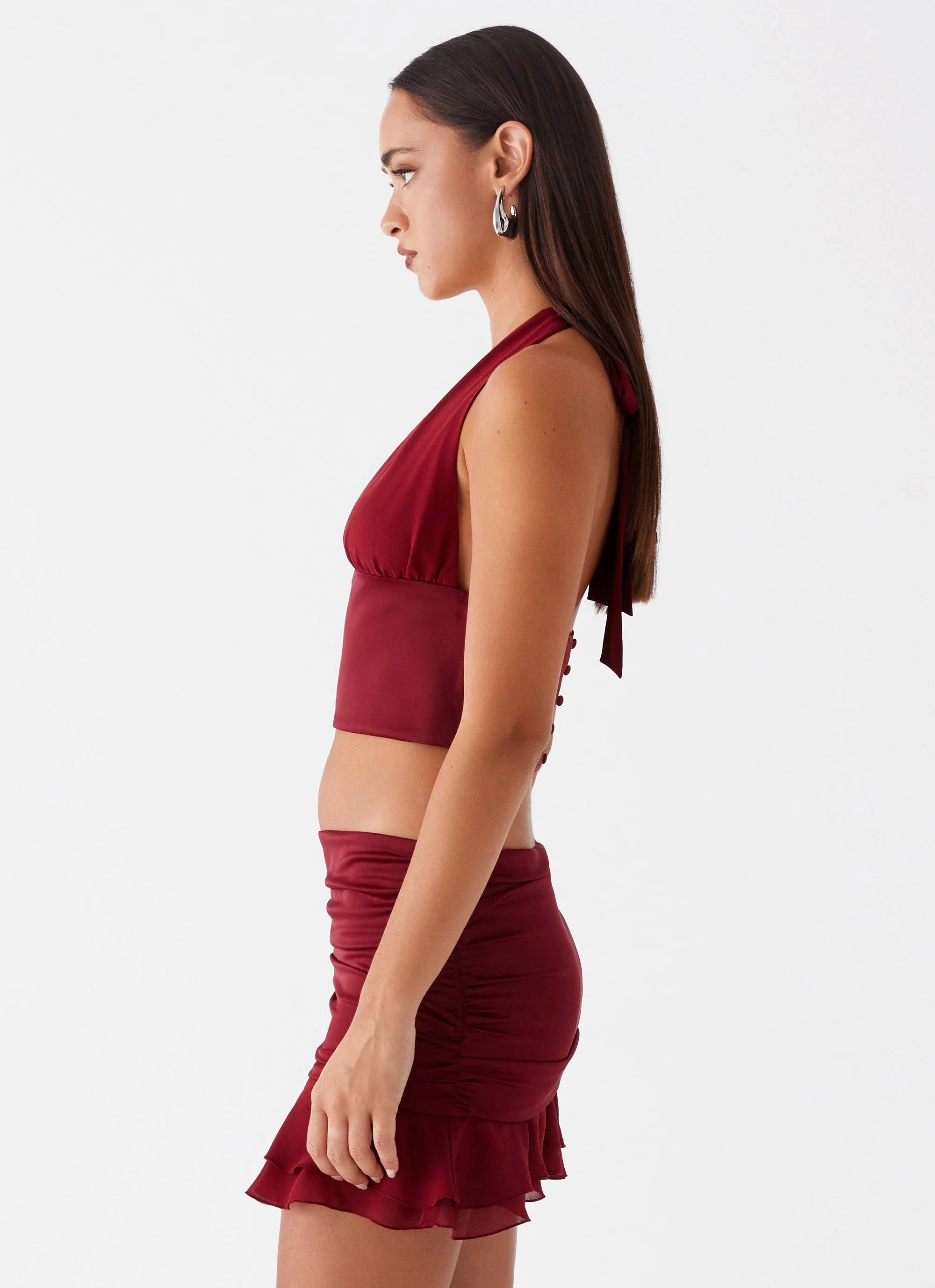 Kitty Chiffon Halter Top - Cherry Red