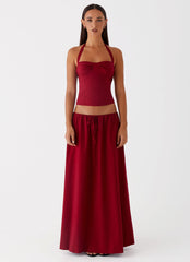 Cheryl Bustier Halter Top - Cherry Red