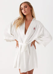 Emmy Satin Robe - White