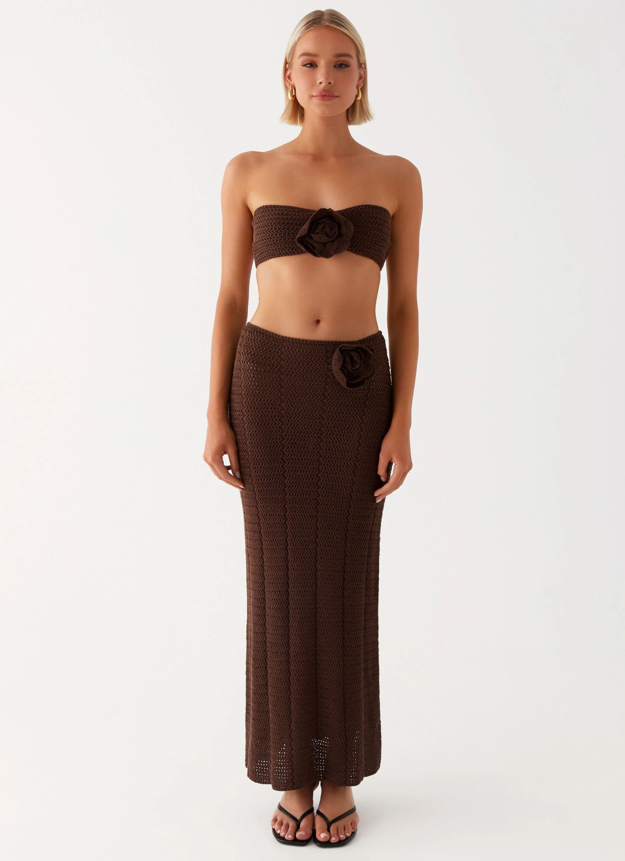 Kelcie Rose Crochet Bandeau Top - Chocolate