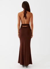 Carolina Twist Maxi Dress - Chocolate