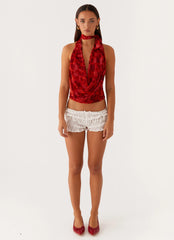 Best Self Top - Deep Red Floral