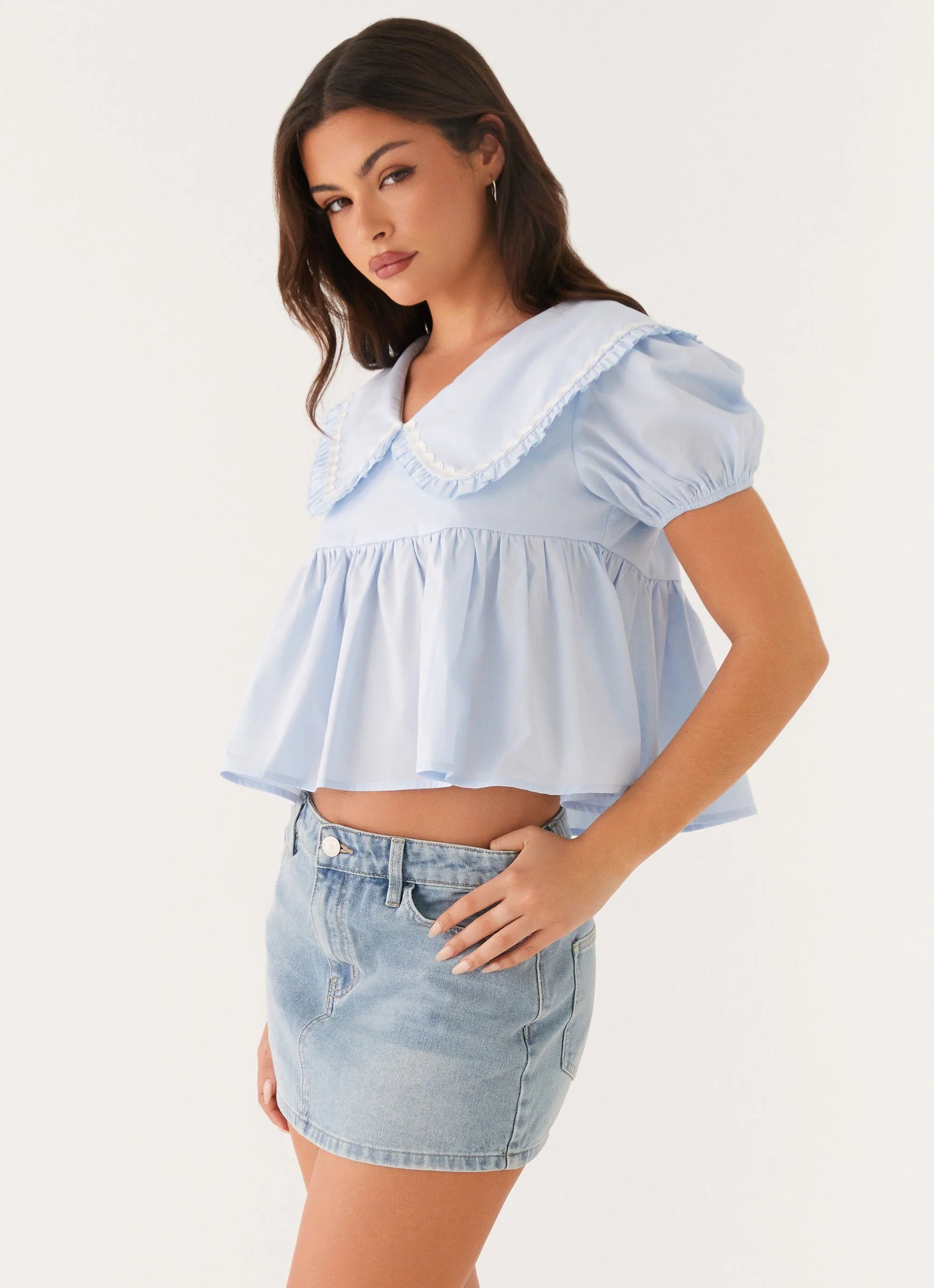 Sophie Babydoll Top - Blue