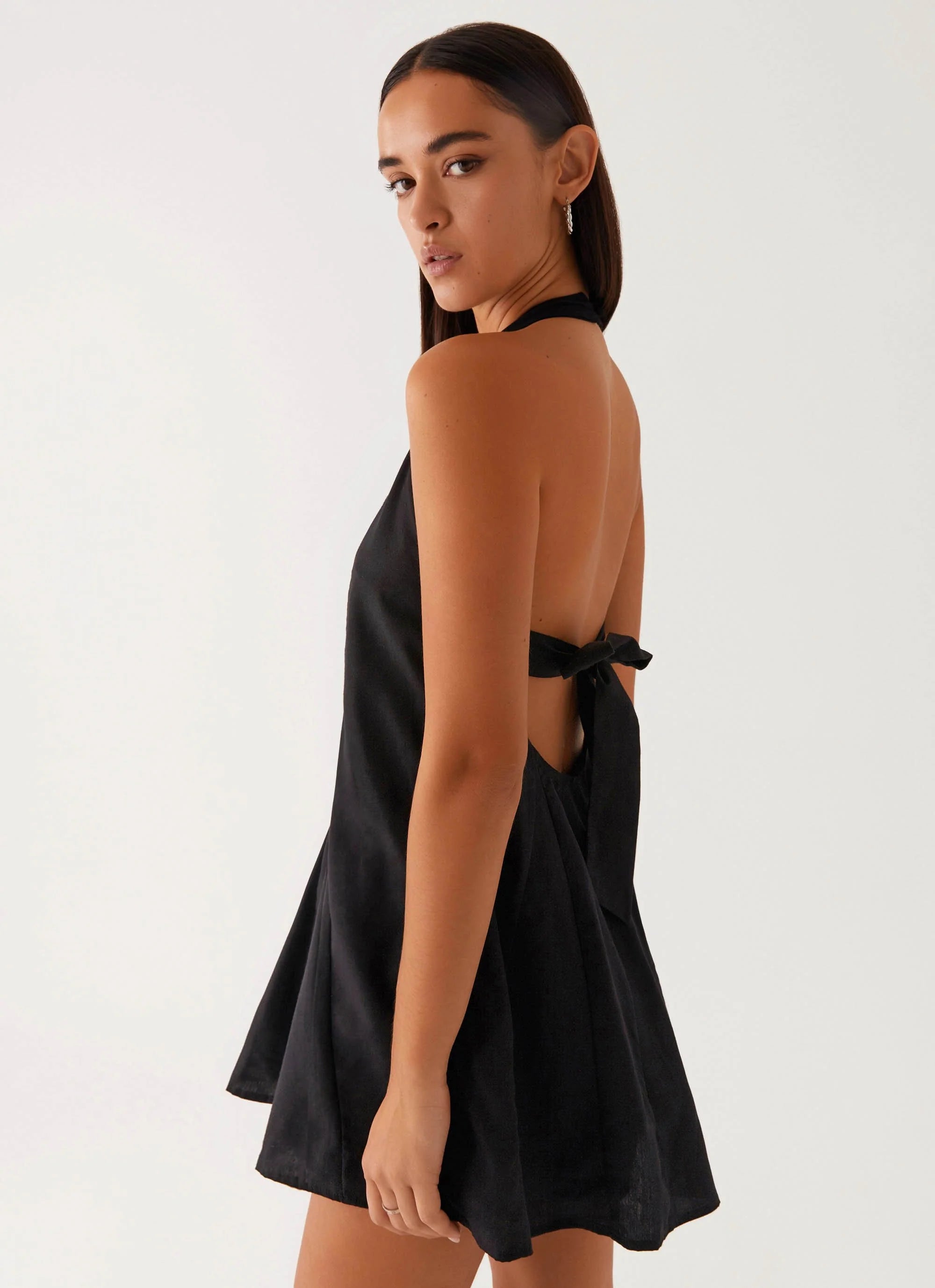 Avalon Halterneck Mini Dress - Black