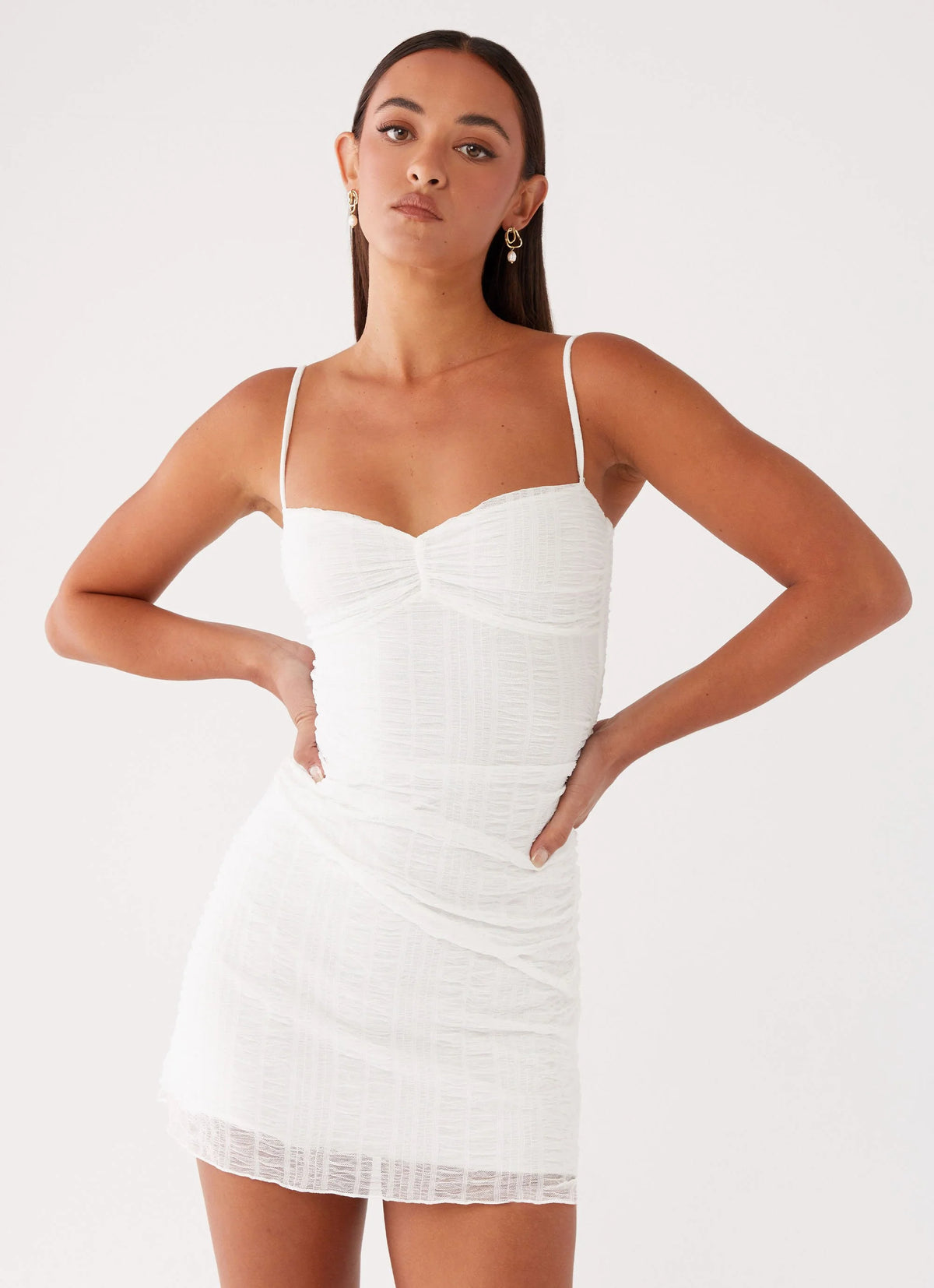 Arden Mesh Mini Dress - White