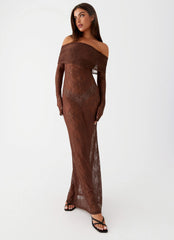 Nadia Lace Maxi Dress - Chocolate