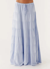 Mariella Linen Maxi Skirt - Blue