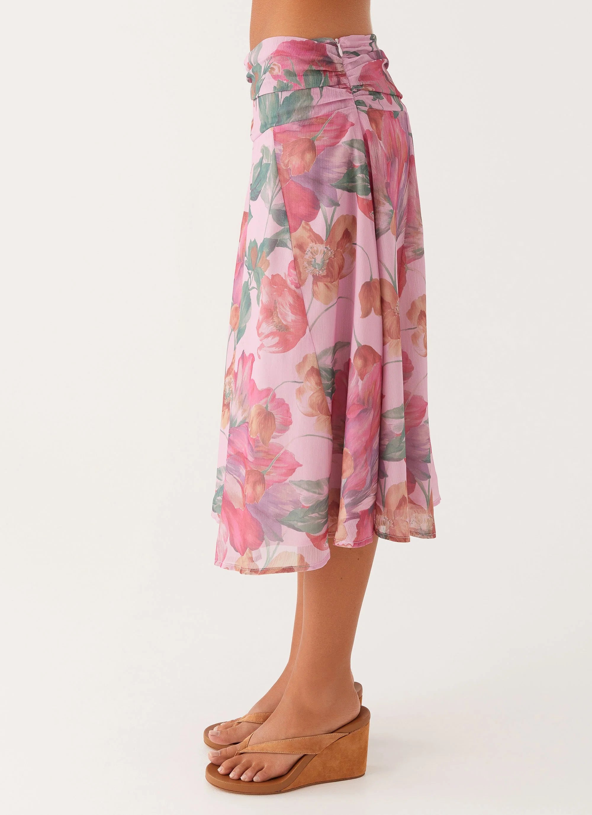 Valley Midi Skirt - Pink Floral