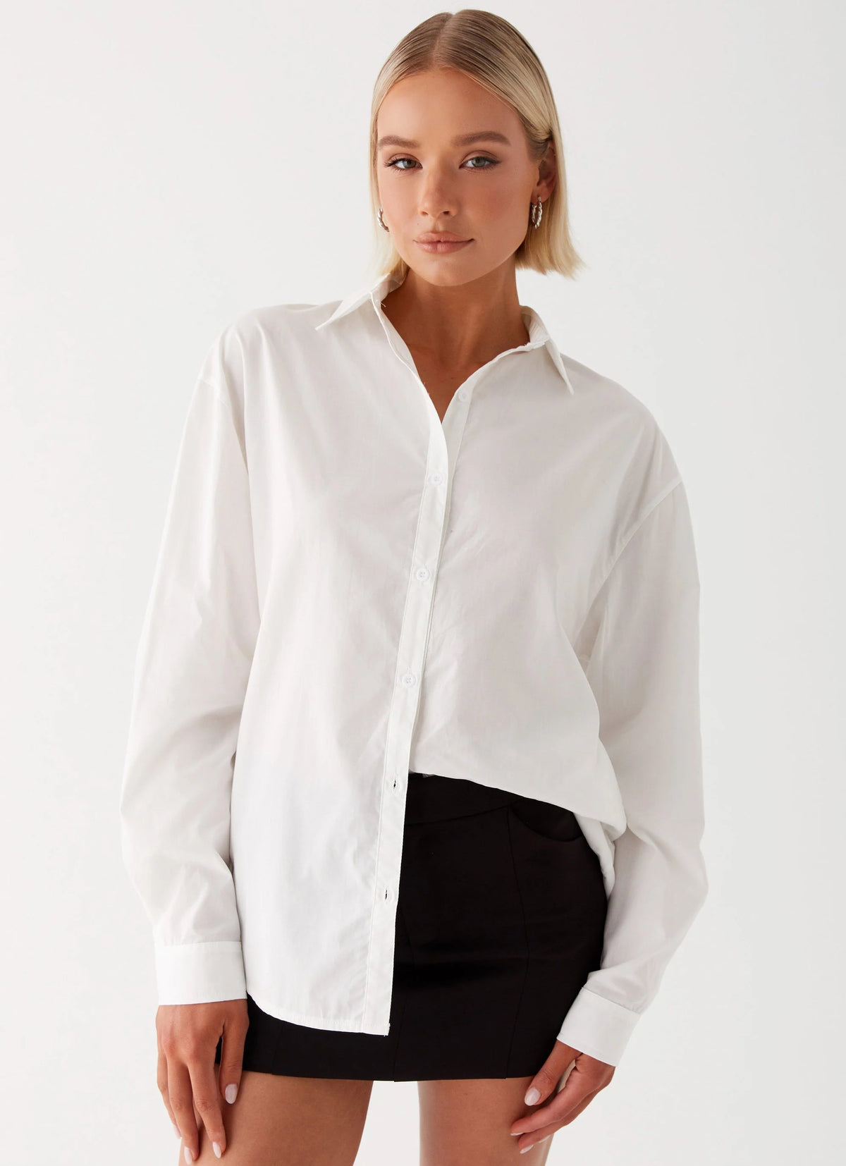 Laurel Long Sleeve Oversized Shirt - White