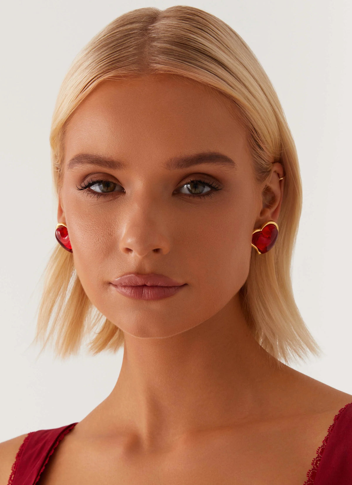 Scarlet Heart Earrings - Red