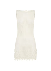 Miracle Beaded Crochet Mini Dress - Ivory