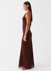 Dove High Neck Maxi Dress - Chocolate