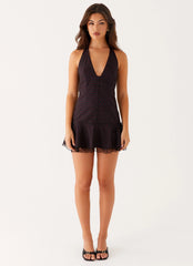 Aiden Mini Dress - Black Polka Dot