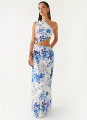 All Summer Long Maxi Dress - Serene Sky Floral