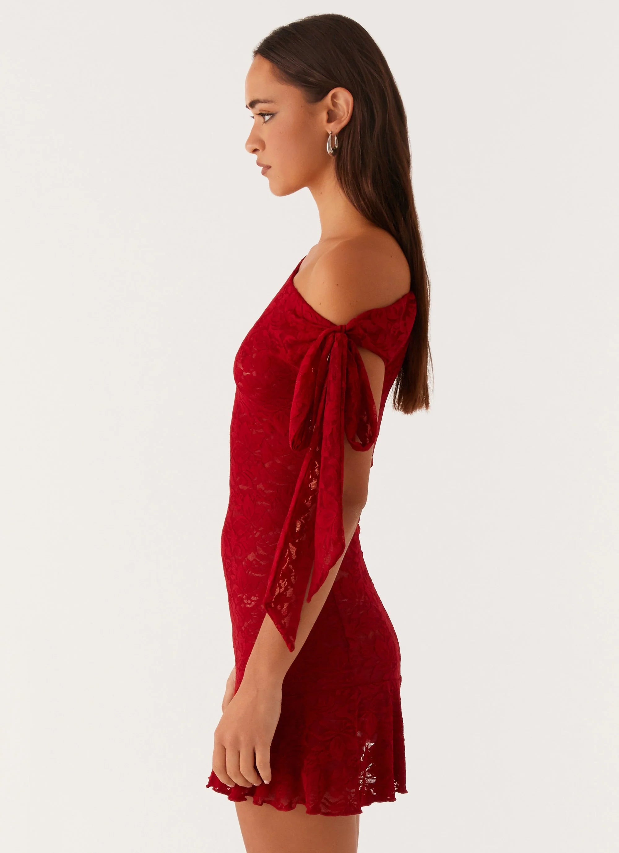 Palm House Lace Mini Dress - Red