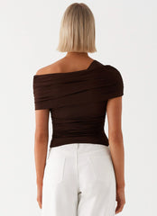 Gabbie Off Shoulder Top - Chocolate