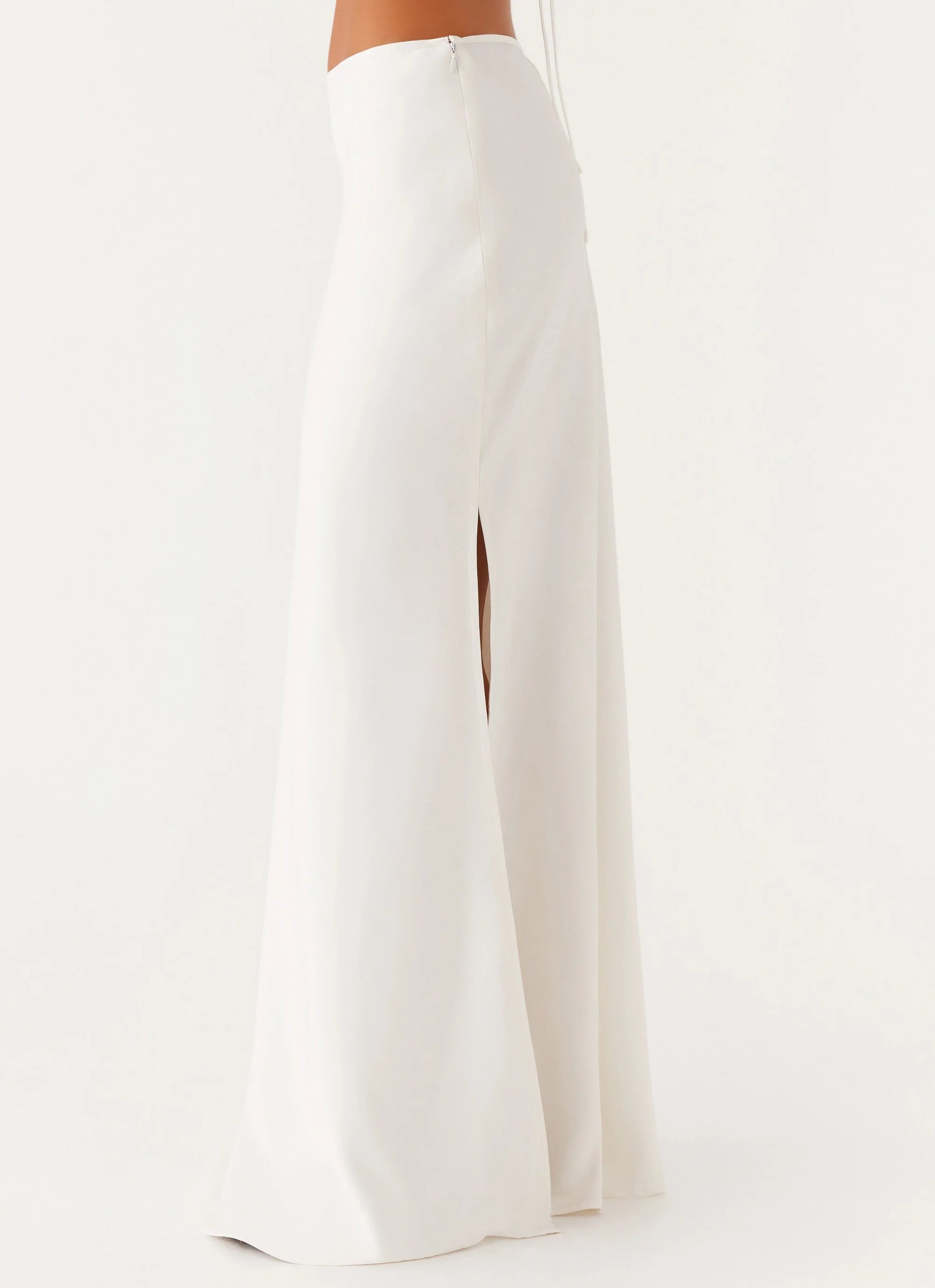 Mina Satin Maxi Skirt - White