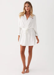 Emmy Satin Robe - White