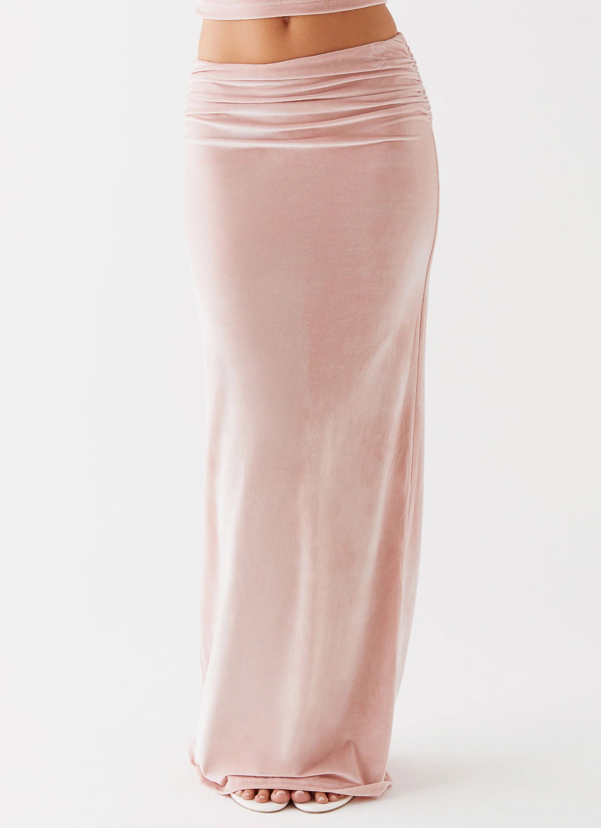 Josie Velvet Maxi Skirt - Pink