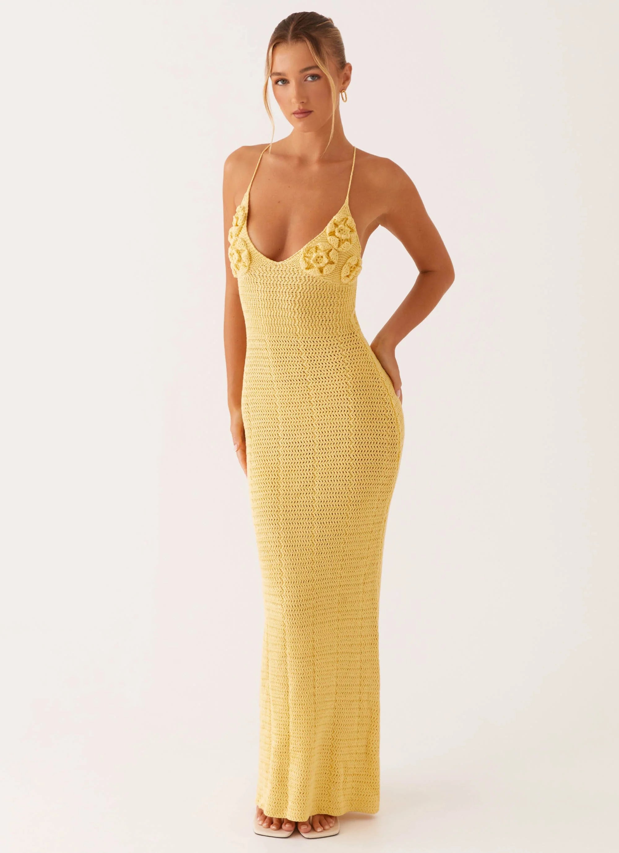 Zara Rose Crochet Maxi Dress - Yellow