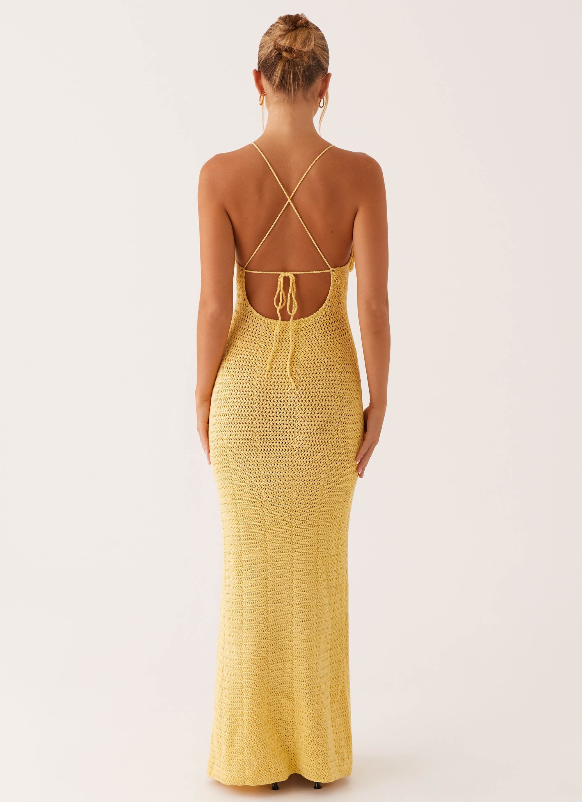 Zara Rose Crochet Maxi Dress - Yellow