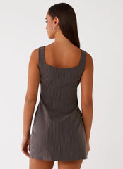 Westwood Mini Dress - Grey Pinstripe