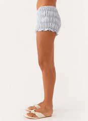 Girls Like Us Ruched Mini Shorts - Blue