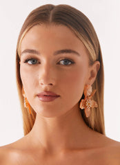 Siesta Flower Earrings - Orange