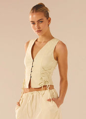 Alessa Tie Side Vest - Cream